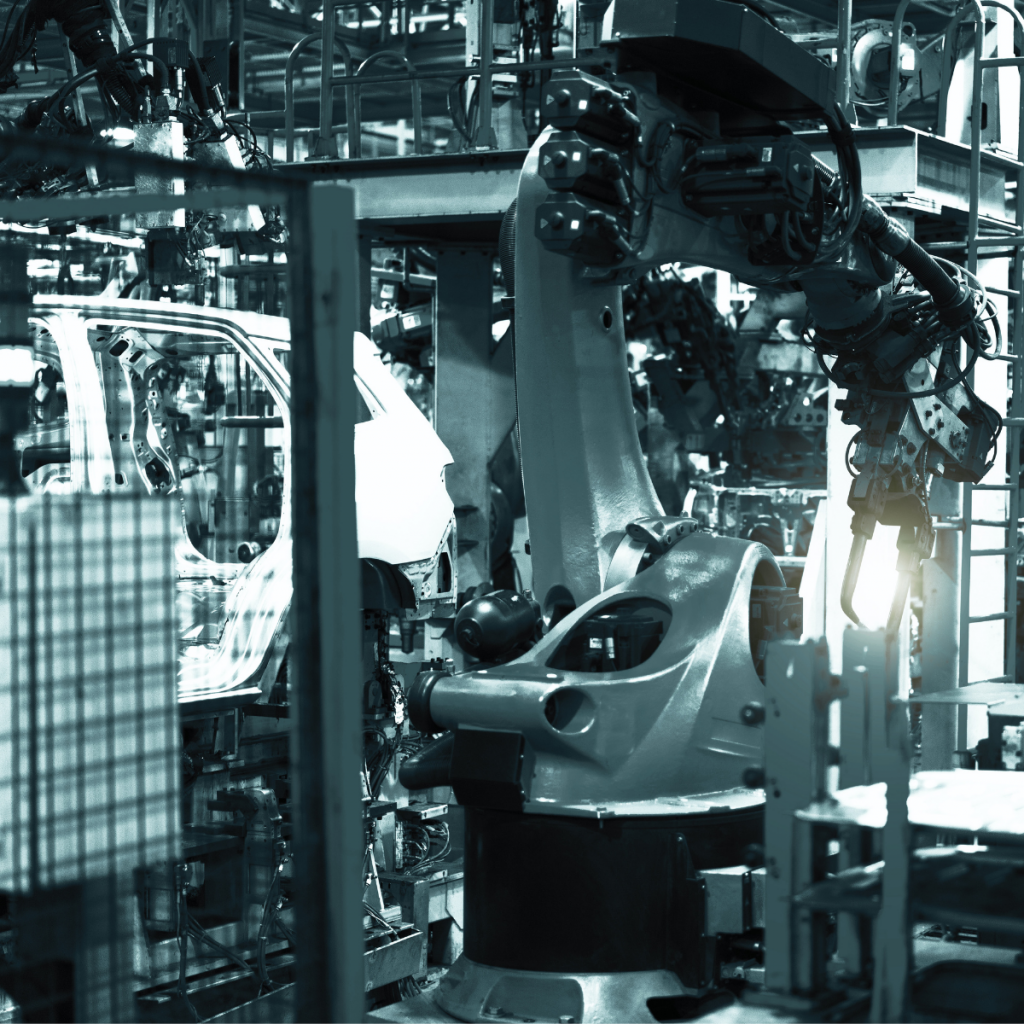 Advanced manufacturing facility in the Midlands using automated robotic technology for precision engineering and industrial production.