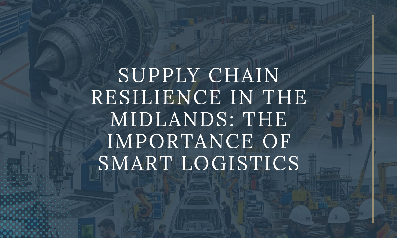 Supply chain resilience in the Midlands featuring manufacturing, rail freight infrastructure, industrial automation and smart logistics operations.