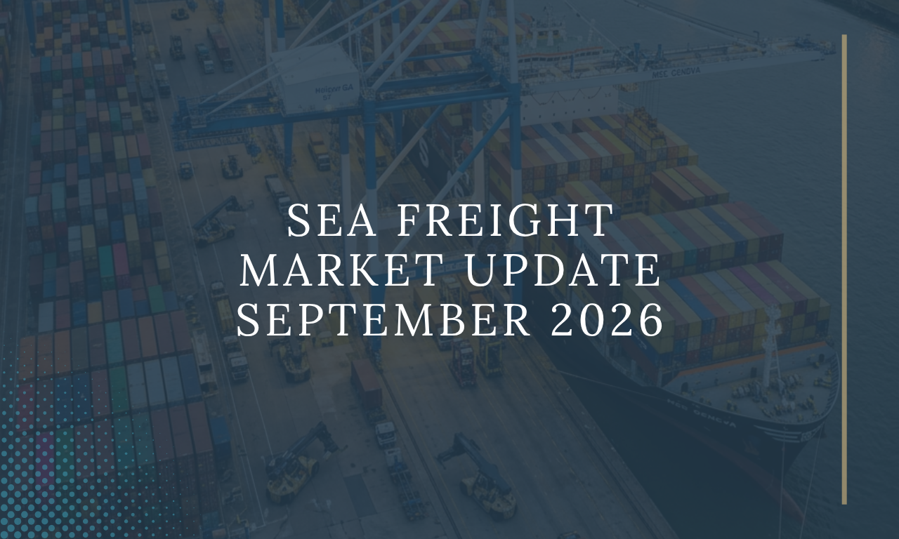 Sea freight market update September 2026 showing container ships and global shipping trends